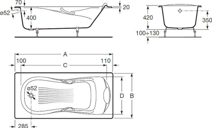Чугунная ванна Roca Haiti 170х80 см белая