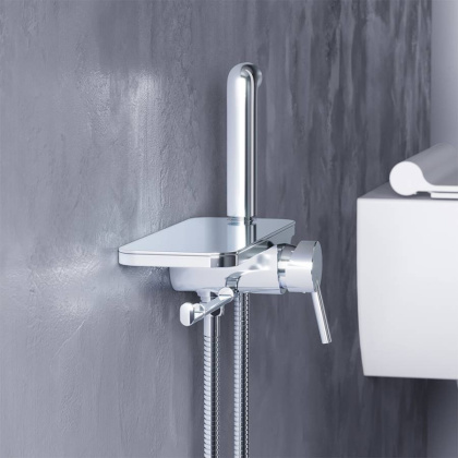 773500000 Origin Bit, монтируемый в стену Смеситель с гиг душем и полкой, Хром, шт