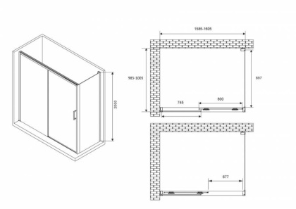 Душевой уголок ABBER Komfort AG93160B-S102B Душевой уголок ABBER Komfort AG93160B-S102B