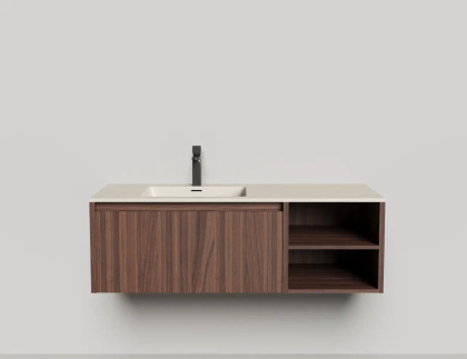 Подвесная тумба Domino 1200, шпон Onda Plus, с открытой полкой