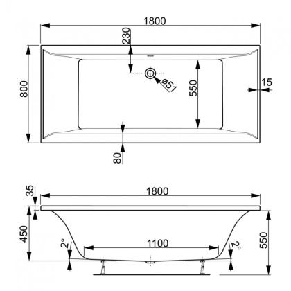 Акриловая ванна VAGNERPLAST VERONELA 180x80 Акриловая ванна VAGNERPLAST VERONELA 180x80
