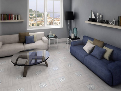 Вставка Амальфи орнамент коричневый  9,8x9,8x0,7