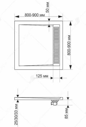 Душевой поддон квадратный RGW STM-G Графит 90*90 Душевой поддон квадратный RGW STM-G Графит 90*90