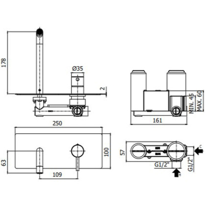 Смеситель для раковины Paffoni Light LIG105CR (с внутренней частью) хром
