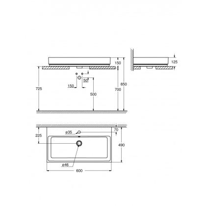 Раковина встраиваемая сверху, накладная, цвет: белый альпийский