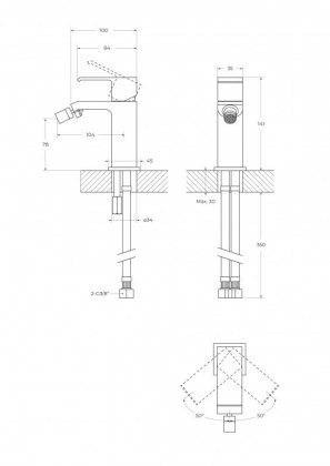 PORTA-BS1-SS Смеситель на биде однорычажный, с донным клапаном, исполнение sunset PORTA-BS1-SS Смеситель на биде однорычажный, с донным клапаном, исполнение sunset