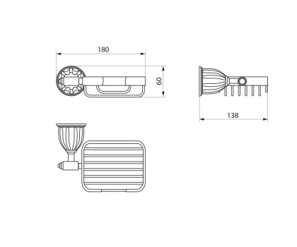 Мыльница решетка RUSH Socotra, 8х16х8 см, хром, ST12410