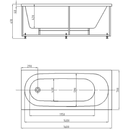 Акриловая ванна Акватек Оберон 160х70 OBR160-0000039 Акриловая ванна Акватек Оберон 160х70 OBR160-0000039