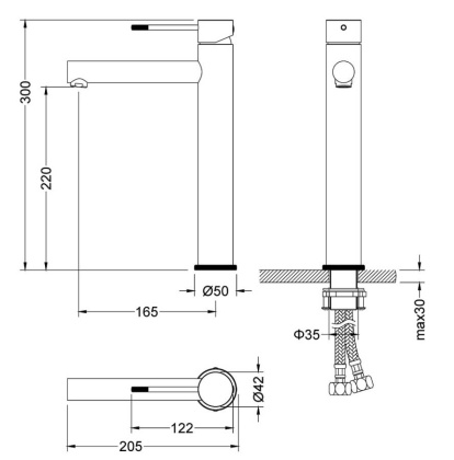 Смеситель Timo Saona 2311/17F высокий, золото матовое