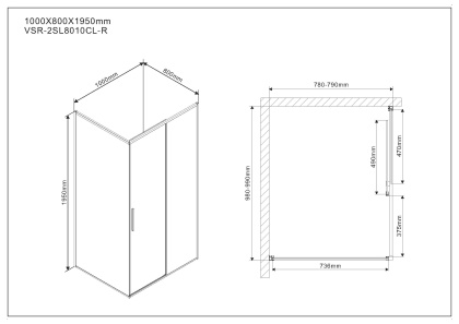 Душевой уголок Slim VSR-2SL8010CL-R, 1000*800, хром, стекло прозрачное, правый Душевой уголок Slim VSR-2SL8010CL-R, 1000*800, хром, стекло прозрачное, правый