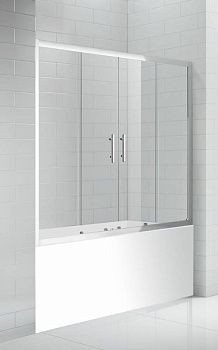 Шторка на ванну ECO-O-VF-2-170/145-C-Cr Условные размеры:1700х1450 Габариты с диапазоном регулировок: (1680-1710)х1450 Ширина входа: 545 