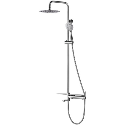 ETNA Душевая стойка с поворотным изливом, c верхним и ручным душем, нержавеющая сталь, исполнение сатин ETN-VSCM-IN