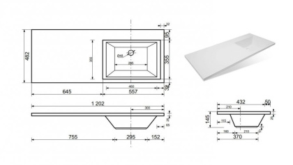 Раковина "Dallas silk" левая 1200х480