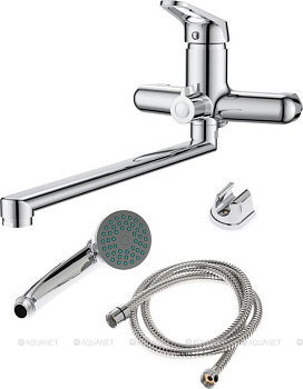 OneLife P11-218cr полимерный смеситель для ванны/душа с длинным изливом с душевым набором, хром OneLife P11-218cr полимерный смеситель для ванны/душа с длинным изливом с душевым набором, хром
