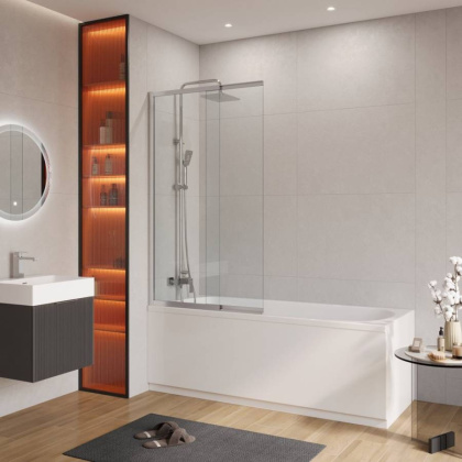 SLIDER-VF-11-90/150-C-BORO Душевая шторка на ванну