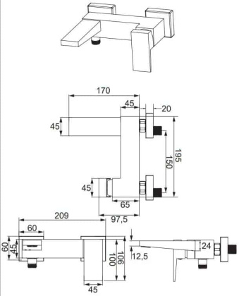 Смеситель для ванны OMNIRES FRESH FR7130CR (хром) Смеситель для ванны OMNIRES FRESH FR7130CR (хром)