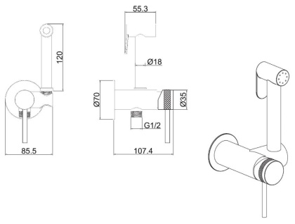Смеситель с гигиеническим душем Allen Brau Priority 2.0 5.31029-00 (с внутренней частью) хром