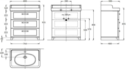 Тумба с раковиной Kerama Marazzi Pompei 80 см PO.M.80.3\WHT глянцевый белый