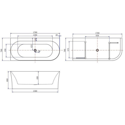Акриловая ванна Allen Brau Priority 1700x780 2.31004.20A/AM антрацит/белый глянцевый, шт Акриловая ванна Allen Brau Priority 1700x780 2.31004.20A/AM антрацит/белый глянцевый, шт