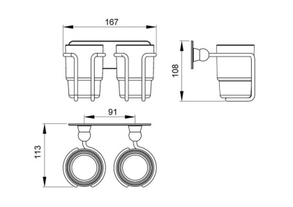 Стакан двойной для зубных щеток Timo Nelson 150032/00 chrome