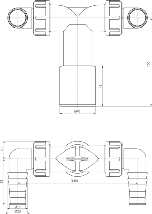 Двойной штуцер G1"/17-23 с обратными клапанами