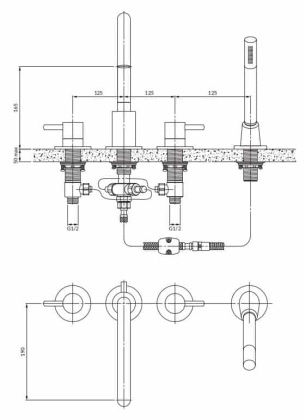 Смеситель для ванны на 4 отверстия OMNIRES Y Y1232NI (никель) Смеситель для ванны на 4 отверстия OMNIRES Y Y1232NI (никель)