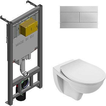 Комплект Jacob Delafon Patio,подвесной унитаз, инсталляция, кнопка, тонкое сиденье E21740RU-00, шт