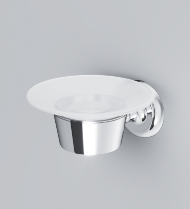 Стеклянная мыльница A8034200 Like с настенным держателем, 5,5х11,3х12,5 см, хром