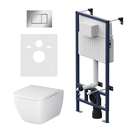 IS70251.901701 Инсталляция с клавишей ProC S глянец. Хром с подвесным унитазом Gem FlashClean с сид м/лифт