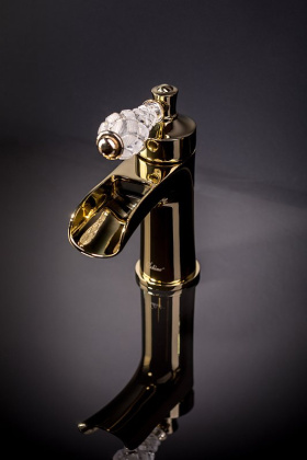 Смеситель для умывальника VOGUE CRYSTAL, золото_Комплект