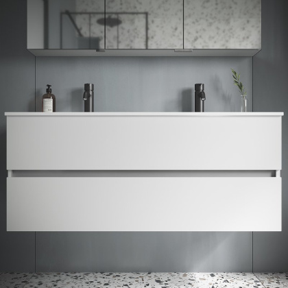 Тумба подвесная SANCOS Urban 1190х450х550, c двумя ящиками оснащенными доводчиками, белый глянец , арт. UR120-2W Тумба подвесная SANCOS Urban 1190х450х550, c двумя ящиками оснащенными доводчиками, белый глянец , арт. UR120-2W