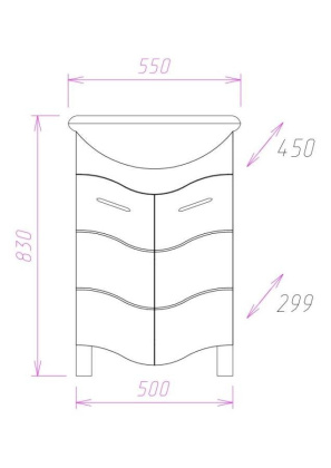 Тумба Onika Лайн 55 напольная, белая (ум. Уют 55)