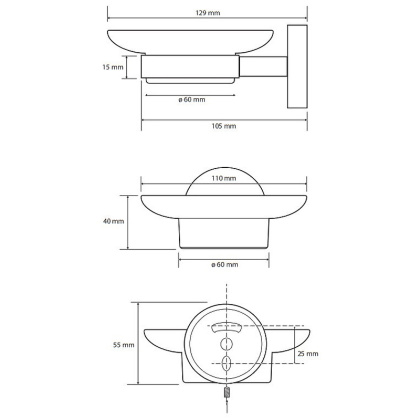 Мыльница Bemeta Omega 104108042 Хром, Матовое стекло