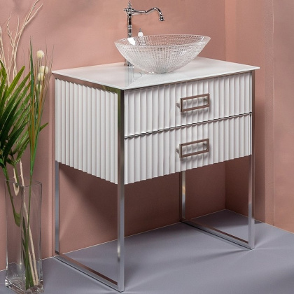 Тумба MONACO 80см h74см белая глянец + хром под раковину чашу 867-080-WCR Boheme