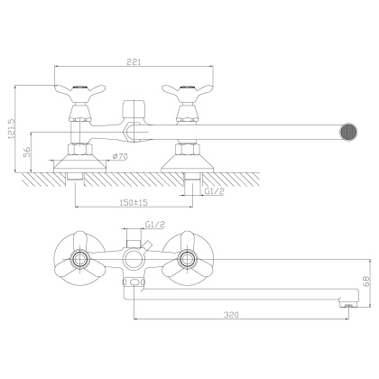 Смеситель Rossinka Q02-80 для ванны универсальный Смеситель Rossinka Q02-80 для ванны универсальный