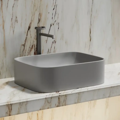 Умывальник чаша накладная прямоугольная (цвет Серый Матовый) Element 505*380*150мм