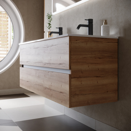 Тумба подвесная SANCOS Urban 1190х450х550, c двумя ящиками оснащенными доводчиками, дуб галифакс натуральный , арт. UR120-2EG Тумба подвесная SANCOS Urban 1190х450х550, c двумя ящиками оснащенными доводчиками, дуб галифакс натуральный , арт. UR120-2EG