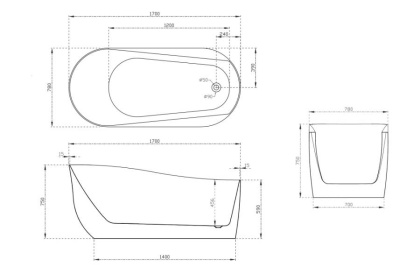 Акриловая ванна Abber 170х78 AB9491-1.7 Акриловая ванна Abber 170х78 AB9491-1.7