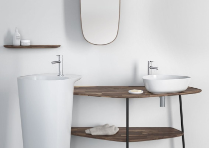 Plural Треугольная раковина-чаша низкая, 47 cm, Матовый Белый