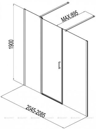 Душевая дверь Aquanet Cinetic 210, прозрачное стекло
