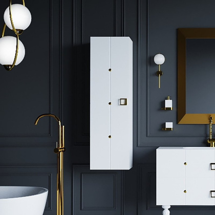 Пенал Piazza белый+золото без ножек_Комплект 844-WG Boheme