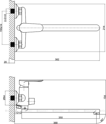 Смеситель Rossinka RS32-32 для ванны универсальный