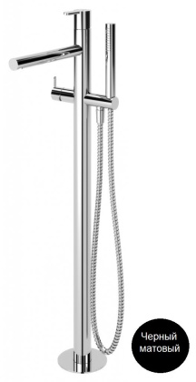 LEAF-VDP-NOP Напольный смеситель для ванны и душа однорычажный в комплекте с ручным душем, шлангом и держателем, исполнение черный матовый LEAF-VDP-NOP Напольный смеситель для ванны и душа однорычажный в комплекте с ручным душем, шлангом и держателем, исполнение черный матовый