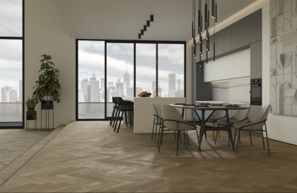 Кварцевый паркет Quartz Parquet Английская Ёлка Дуб Карельский, 33-419, 5/0,6 мм