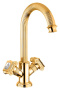 OLIMP-LS2-03/24-Sw Смеситель на раковину с донным клапаном, золото, ручки Swarovski