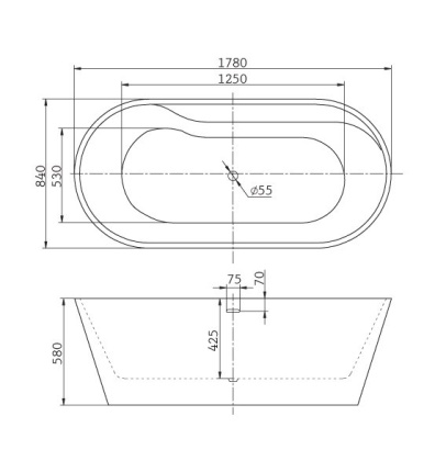 Акриловая ванна BELBAGNO BB14 Акриловая ванна BELBAGNO BB14