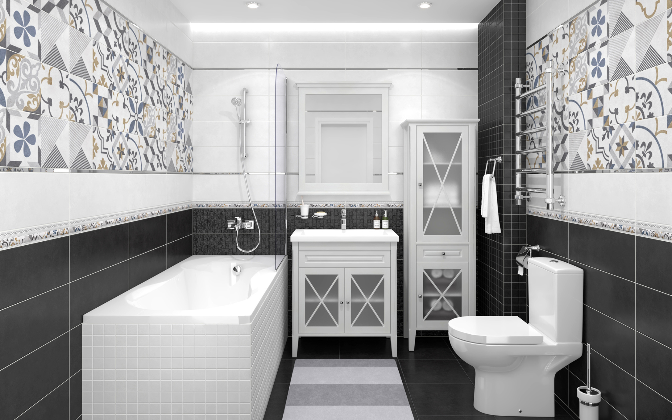 Alabama Плитка настенная чёрный мозаика 60021 20х60