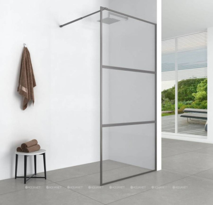 Душевая перегородка Aquanet 80x200 SW-800GRT профиль графит, прозрачное стекло