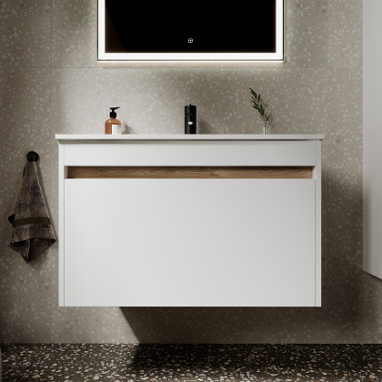 Тумба подвесная SANCOS Smart 790х450х500, c двумя ящиками оснащенными доводчиками, белый глянец , арт. SM80W Тумба подвесная SANCOS Smart 790х450х500, c двумя ящиками оснащенными доводчиками, белый глянец , арт. SM80W