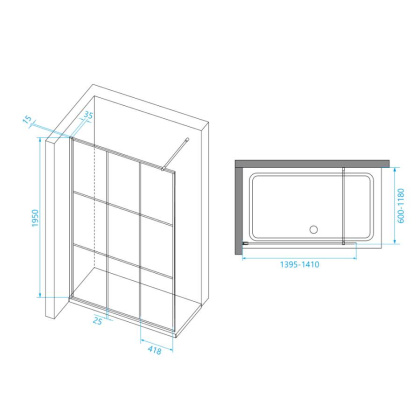Душевая перегородка RGW Walk In WA-111B 140 411011114-84 профиль Черный стекло прозрачное